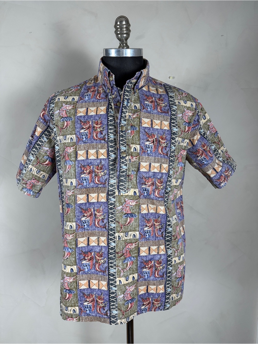 Vintage Kahala Avi Collection Hawaiian Shirt Mens L Pullover Swordfish 90s
